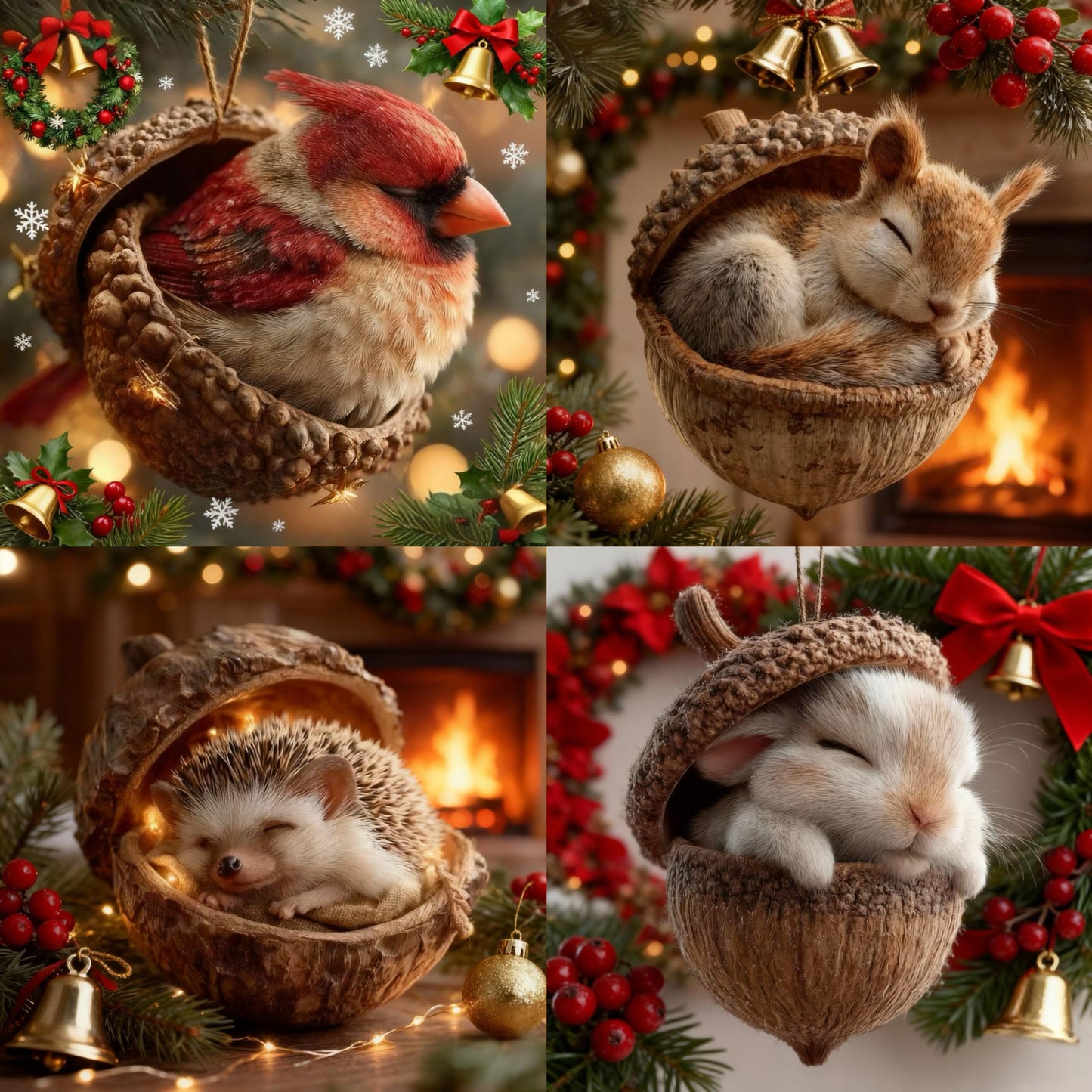 🎁❤️Roztomilá lesní zvířátka – ozdoby z žaludů pro útulné lesní Vánoce, nejnovější trendy vánočních stromků, která hlídají váš vánoční stromek!
