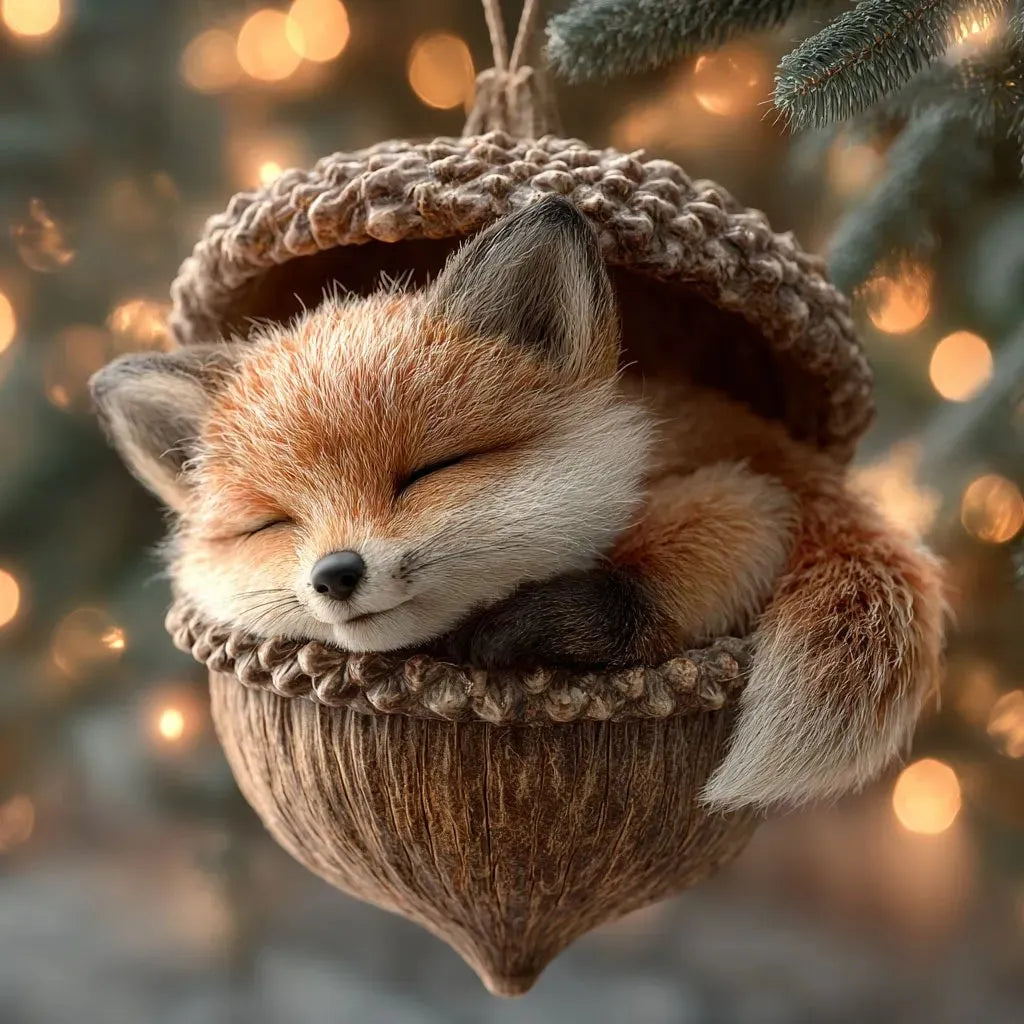 🎁❤️Roztomilá lesní zvířátka – ozdoby z žaludů pro útulné lesní Vánoce, nejnovější trendy vánočních stromků, která hlídají váš vánoční stromek!