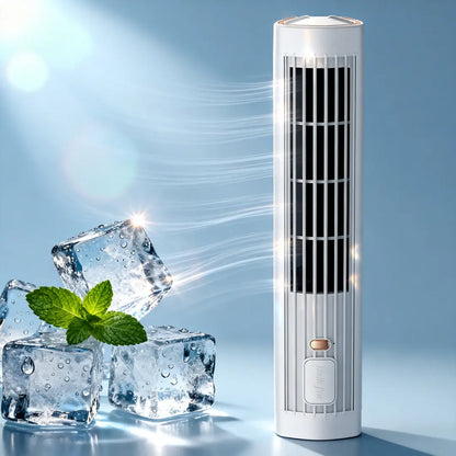 ❄️ 2 v 1 USB nabíjecí stolní a stojanový věžový ventilátor – tichý mini ventilátor do kanceláře, na studium, kempování i venkovní použití | přenosný, silný proud vzduchu, letní hit 🔥